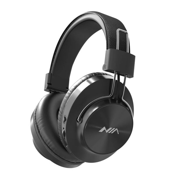 NIA S4000 Casque de musique pliable sur l'oreille Casque sans fil Bluetooth avec micro Écouteur de musique stéréo 3,5 mm AUX IN Radio FM