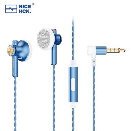 Écouteurs Nicehck EB2S Pro Hifi Microphone Wired Microphone Unit Dynamic Unit Earbud Bass Headset with Silver plaqué OCC Câble mixte IEM