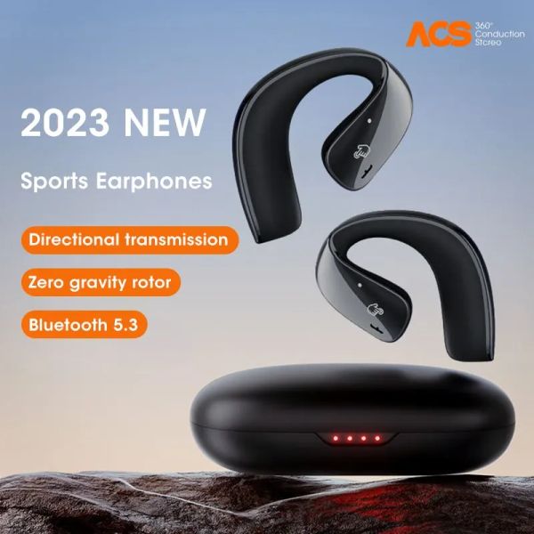 Headphones Niye Air Conduction Bluetooth 5.3 Écouteurs ouverts Clip d'oreille Casque sans fil avec des casques Sports Mic pour Android iPhone Samsung