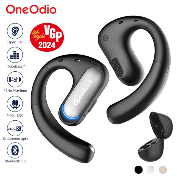 Écouteurs Oneodio OpenRock Pro Open Oreau Casques sans fil Sports Condus de conduction Air Bass Bluetooth 5.2 Écouteurs TWS avec 4 micro ENC