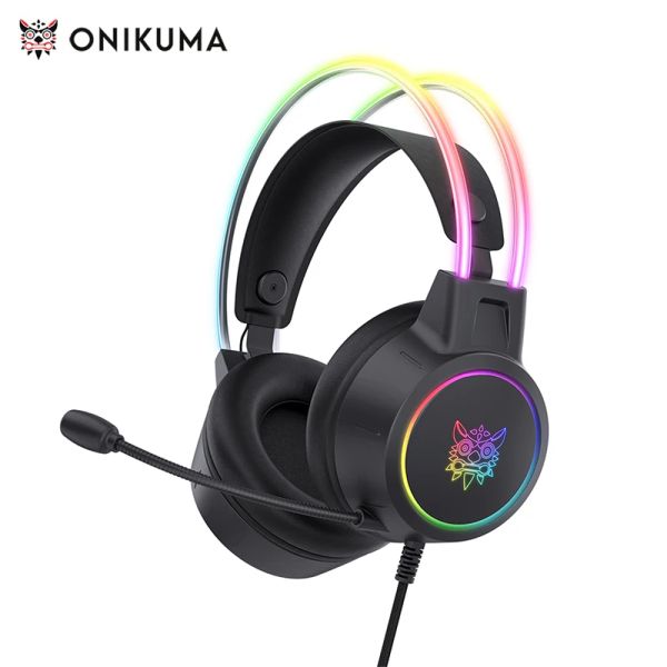 Auriculares ONIKUMA RGB Auriculares Gamer PC PS4 Auriculares para juegos con micrófono flexible HD Auriculares de 3,5 mm para Xbox PS5 Switch Juegos de computadora