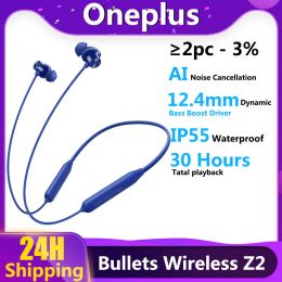 Casque d'origine OnePlus Bullets Wireless Z2 Bluetooth Magnetic Control Mic in Earphone Dynamic Fast Charge Bullets Wireless Z2