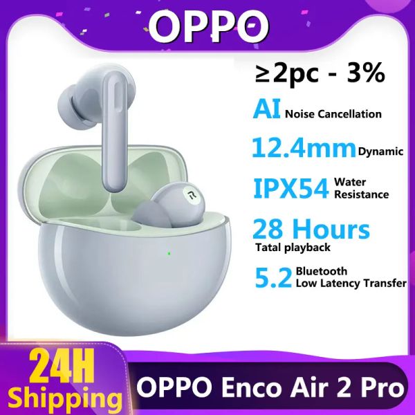 Écouteur Original Oppo Enco Air2 Pro Air 2 Pro Bluetooth5.2 Écouteur ANC Active Noise Annuler 12,4 mm Bass Bass Booster IP54 pour Reno 8