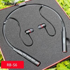 Hoofdtelefoon Originele Remax RBS6 nekhangende draadloze Bluetooth-sportoortelefoon bas stereo muziekheadset ondersteunt multipoint-verbinding