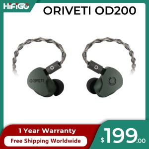 Hoofdtelefoon Oriveti OD200 Exclusieve Becoated 9,8 mm Dynamic Driver Hifi IEMS Wired CNC Milled Metal Music in Ear Monitor met 3in1 Plug