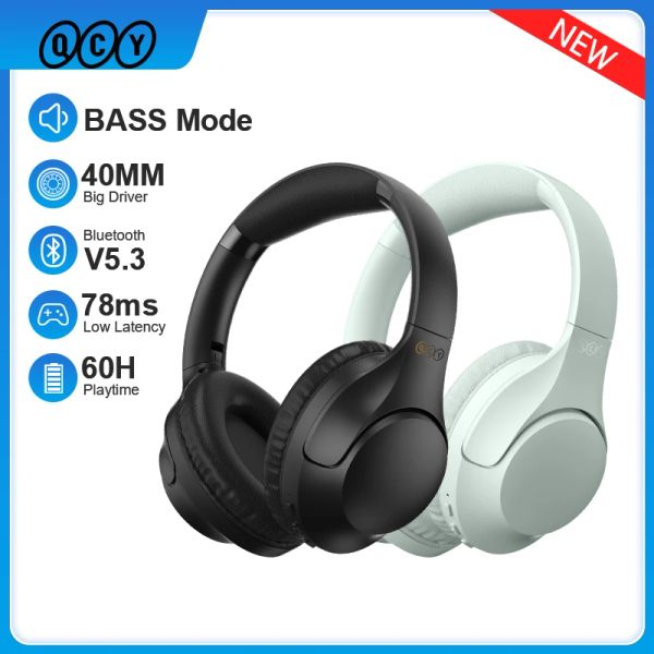 QCY H2 H2 Pro Casque sans fil Bluetooth 5.3 Mode basse Hifi Casque stéréo sur l'oreille Écouteurs de jeu Double appareil Connect