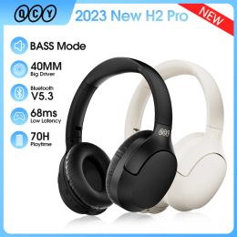 Hoofdtelefoon Qcy H2 Pro Wireless hoofdtelefoon Bluetooth 5.3 Oortelefoon Hifi 3D Stereo Headset Bass Mode Gaming Ear buoeds over de oorhoofdtelefoon 70H
