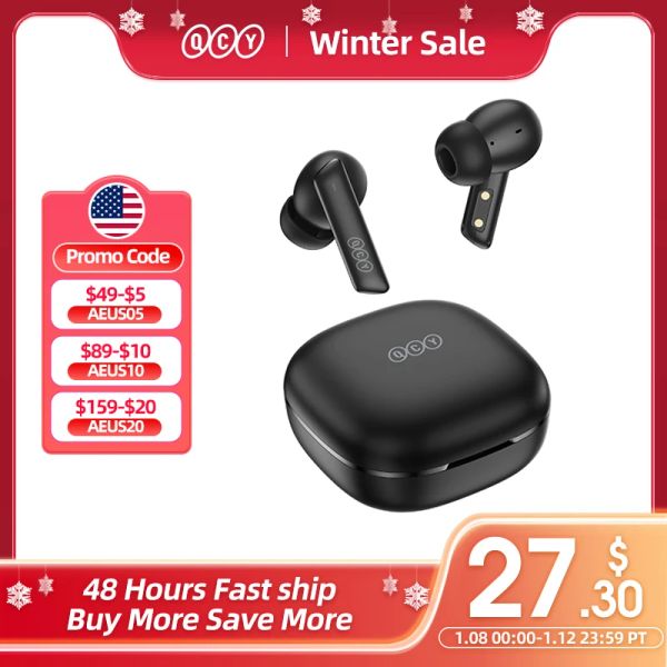 Auriculares QCY HT05 ANC Auriculares inalámbricos 40dB Cancelación de ruido Bluetooth 5.2 Auriculares 6 micrófono ENC HD Llamada TWS Auriculares Modo de transparencia