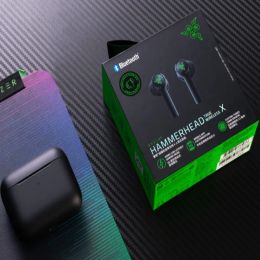 Écouteurs Razer Hammerhead True X Earbuds de jeu sans fil Bluetooth 5.2 TWS Black Smart Touch Sport Écouteurs de casques