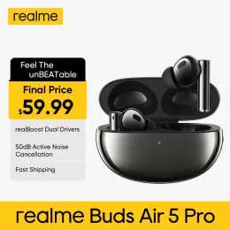 Écouteur Realme Buds Air 5 Pro TWS Écouteurs 50 dB ACTIVE ANNULLAGE DU BASSEUR 11 mm Éditeurs sans fil Hifi Hifi Realboost Double Dual