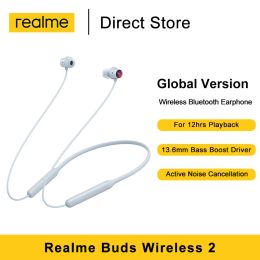 Écouteurs Realme Buds Wireless 2 écouteurs Active Bruit Anipellation LDAC Hires Audio 13,6 mm Bass Boost Drive IPX5 Sport Game Earbuds