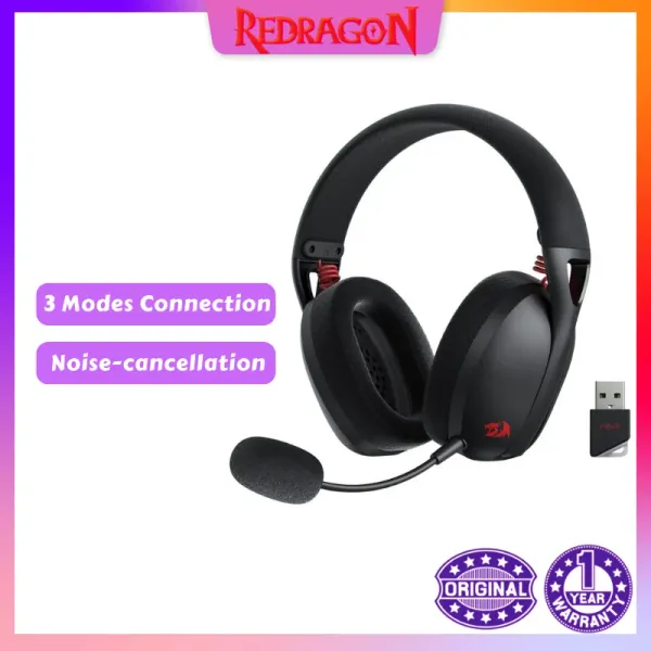 Auriculares Redragon H848 Auriculares inalámbricos Bluetooth para juegos Ligero Sonido envolvente 7.1 Controladores de 40 mm Micrófono desmontable Plataforma múltiple