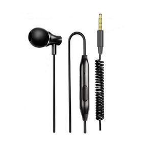 Auriculares Auriculares de un solo lado con micrófono Jack de 3,5 mm Mono Auricular Un oído Tapones para los oídos con aislamiento de ruido de metal Cable reforzado con bobina de resorte