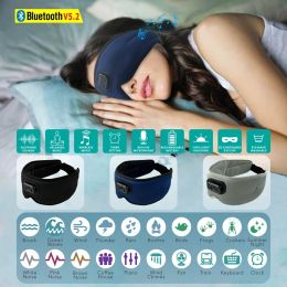 Écouteurs de couchés Célleurs de sommeil Blanc Annulation du bruit Musique Bluetooth 5.2 Masque à l'œil de soie Auto Arrêt 100% Couvre-yeux de couchage clair léger