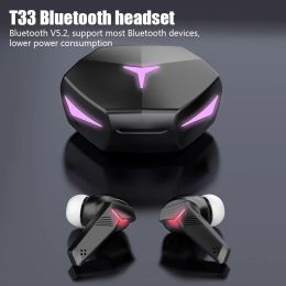 Hoofdtelefoon T33 TWS Game Draadloze Bluetooth-headset Lage vertraging Geluidskwaliteit Oordopjes met microfoon Digitaal display Fone Bluetooth-hoofdtelefoon