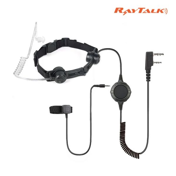 Casque micro de gorge tactique pour militaire, oreillette de laryngophone tactique, oreillette acoustique cachée avec doigt PTT pour radios