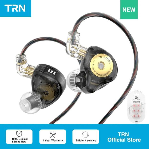 Écouteur trn mt1 max oreillement intérieur double aimant dynamique pilote câblé avec commutateur de réglage annulant les écouteurs hifi tobuds basse mt4 bt20xs