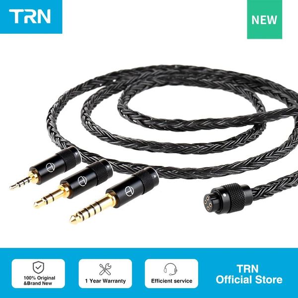 Auriculares TRN T2 PRO Cable de auriculares HIFI Original Cable de actualización plateado de 16 núcleos 3,5/2,5/4,4mm conector MMCX de 2 pines para TRN KZ