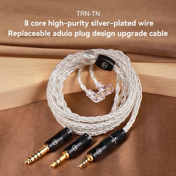 Auriculares TRN TN 8 Core Oxígeno de alta pureza Cobre + Plata Reemplazable Aduio Plug Diseño HIFI Conector de cable de actualización para TRN MT4 MT1max