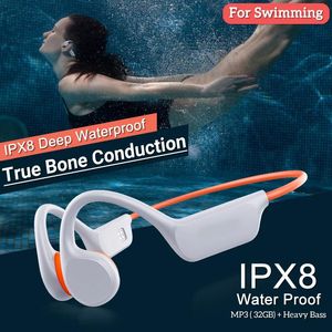 Auriculares Auriculares de conducción ósea verdadera auriculares inalámbricos Bluetooth 5,3 IPX8 reproductor de MP3 resistente al agua auriculares con gancho para la oreja de alta fidelidad para nadar
