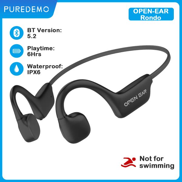 Écouteurs Ture à conduction osseuse, casque sans fil Bluetooth, casque de sport avec micros HD clairs pour les entraînements, la course à pied, la conduite