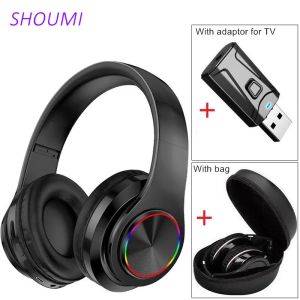 Écouteur d'écoute TV Casques sans fil casques pliables Bluetooth Headset PC Tablette Bluetooth Adaptateur étanche du sac de transport imperméable Musique de jeu avec micro