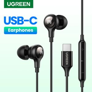 Écouteurs UGREEN USB Type C Écouteurs Clains câblés Microphone Hifi Stéréo pour iPhone 15 Pro Samsung Galaxy S21 Google Pixel 5