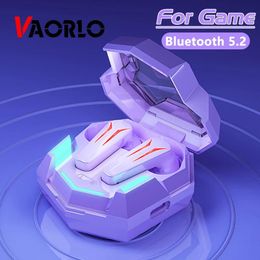 Écouteurs VAORLO casque de jeu Bluetooth 5.2 écouteurs violets suppression du bruit casque étanche pour tous les smartphones écouteurs intra-auriculaires