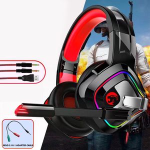 Casque avec microphone pour PC Xbox One PS4/5 Contrôleur Bass Surround Jeux pour ordinateur portable Suppression du bruit Casque de jeu Flash Light