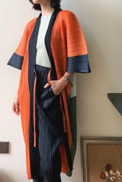 Écouteurs femmes imprimé Eam Trench Miyake plissé mode imprimé ample grande taille Style japonais ceinture femme longs manteaux marée