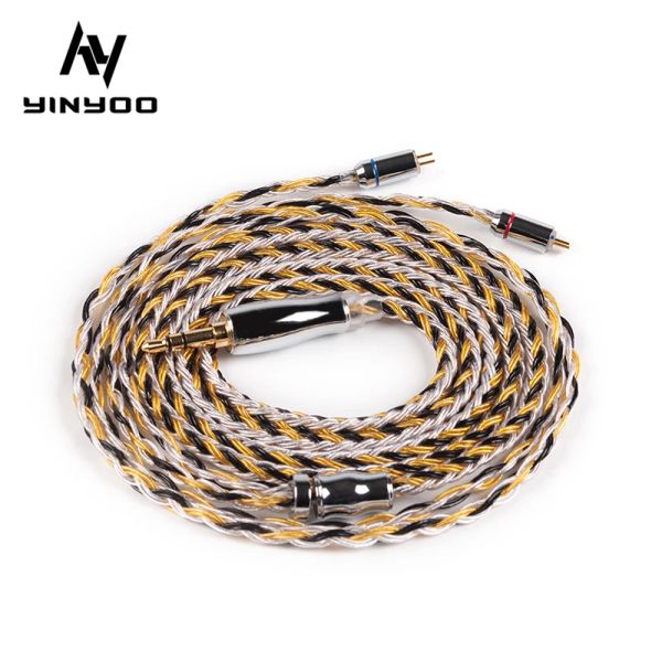 Auriculares Yinyoo 16 Clain Cape Copper Copre Cope Silver 2.5/3.5/4.4 mm con conector MMCX/2PIN/QDC TFZ para KZ ZS10 ZSN PRO AS16 ZSX