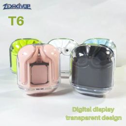 Écouteurs ZEXXIVOP T6 Écouteurs Bluetooth Affichage numérique transparent TWS Écouteurs sans fil pour casques sportifs AceFast