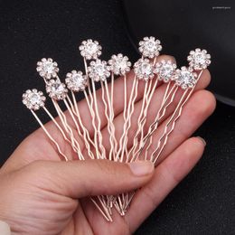 Coiffes 12 pièces/lot Est tournesol femmes épingles à cheveux accessoires de cheveux de mariage cristal fourchette bijoux postiches de mariée