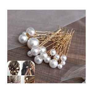 Tocados 18 unids / lote Boda Perla Horquillas para el cabello Gold Sier Accesorios nupciales para la novia Damas de honor Mujeres Joyería Hairsticks Al9979 Drop Dh1Ny