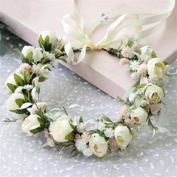 Coiffes 1pc couronne florale rose bandeau de cheveux couronne de mariée en mer de voyage de voyage de voyage auptu de fleur féminine festival festival fête mariage