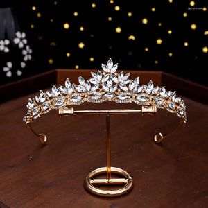 Tocados 1pc accesorios de boda aleación incrustada cabello dorado corona cristal de novia opción ideal para regalos