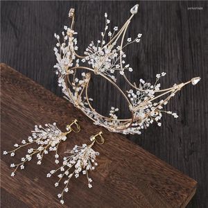 Coiffures 2022 Chapeaux De Mariée Mariage Couronne Robe Atmosphérique Forêt À La Main Fée Accessoires De Cheveux Ensemble Bijoux