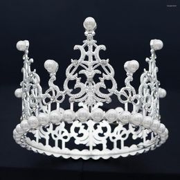 Headpieces 2023 Europese en Amerikaanse accessoires Cake Decoration Crown Children Birthday hoofdtooi legering Pearl ronde