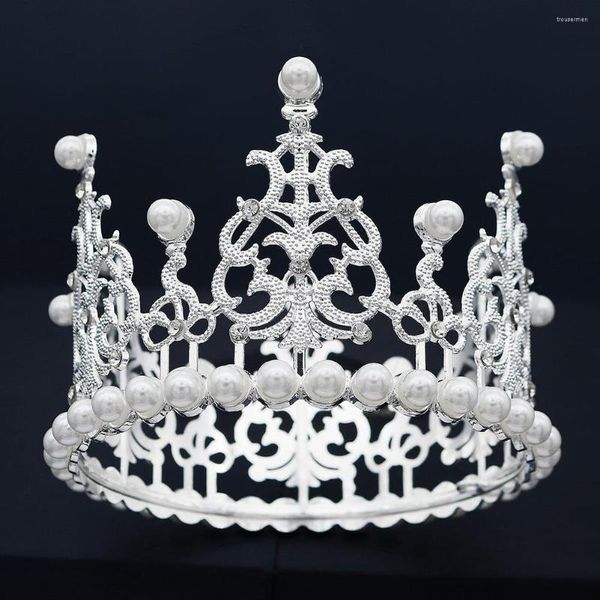 Coiffes 2023 accessoires européens et américains gâteau décoration couronne enfants anniversaire coiffure alliage perle ronde