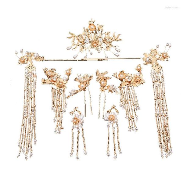 Coiffes 2023 Coiffe Mariée Épingle De Mariée Traditionnelle Chinoise Épingle À Cheveux D'or Peigne De Mariage Accessoires De Cheveux