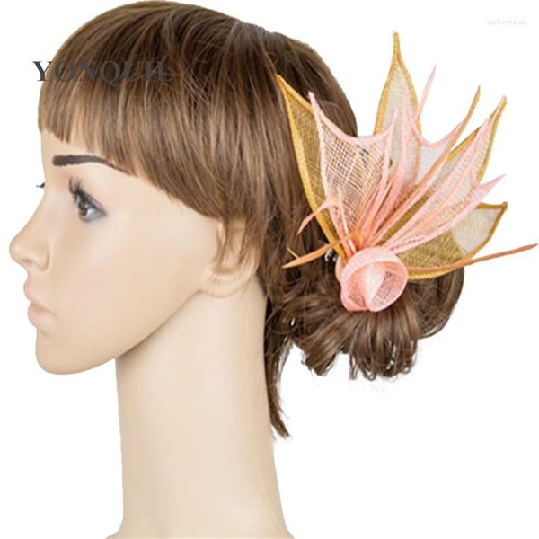 Coiffes 21 Couleurs Feuille Conception Petits Fascinators Jolie Fille Chapeaux Fête Occasion De Mariage Avec Plume Cheveux Sur Clips MYQ021