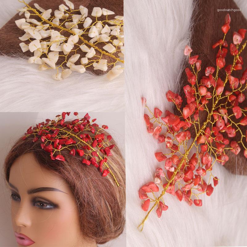Headpieces 4ujewelry 21cm For Nigerian Traditional Weddings Women 3 Colors Nature Coral Beads Headwear