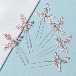 Hoofddeksels 6 stks/set Bruids Bruiloft Haaraccessoires Legering U-vormige Pins Voor Vrouwen Strass