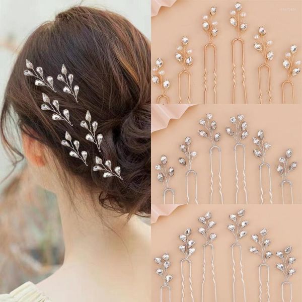 Tocados de 6 uds para mujer, novia, sencillos, pequeños y delicados, diamantes de imitación, perlas, horquillas para el pelo, accesorios nupciales de boda para niñas