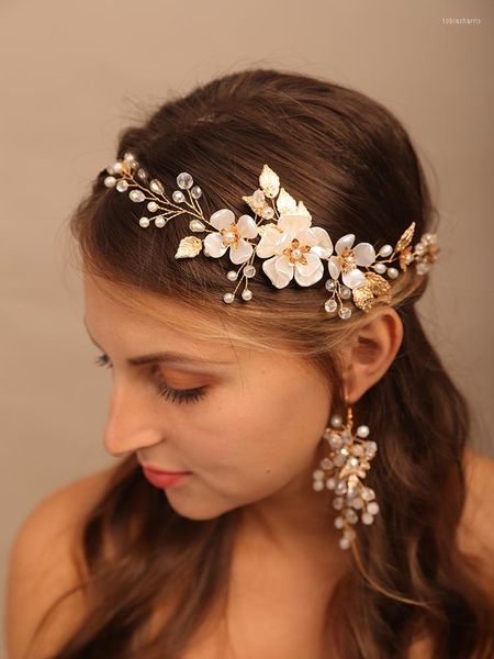 Tocados Aleación Grano de cristal Flor Novias Diadema Perla Boda Accesorios para el cabello Nupcial Headwear Party Prom Joyería Dama de honor Tiaras