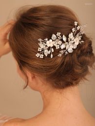 Headpieces Alloy Crystal Bead Flower Houdpinnen Bruid Hoofdkleding Handgemaakt kopstuk voor vrouwen Haaraccessoires Party Prom Tiara