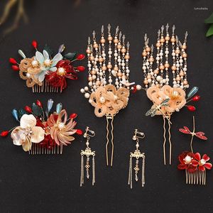 Hoofddeksels oude kostuum xiuhe hoofdtooi bruid jurk bruiloft Chinese kwastje Phoenix Crown stappen haarspeld haaraccessoires