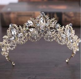 Copricapo Corona barocca Nuova moda europea e americana Cerimonia di nozze di cristallo Sposa Copricapo di lusso Corona Accessori da sposa Ac