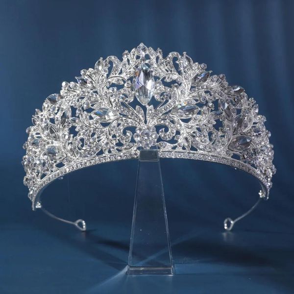 Tocados Corona de princesa barroca Cumpleaños Corona de cristal para adultos Tocado de boda nupcial de lujo Red Corona roja Accesorios para el cabello TS0411