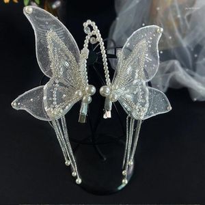 Headpieces Big Butterfly Hair Clip Elf Oor Wrap rond Crystal Headpiece for Women Fairy